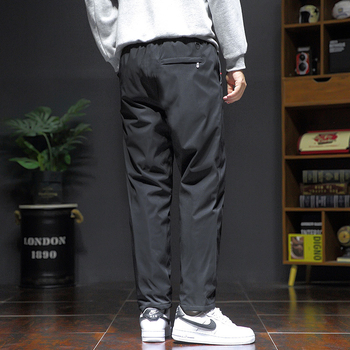 Muške zimske hlače s flis podstavom, debeli pamuk, ravni kroj, srednji pojas, otporne na vjetar