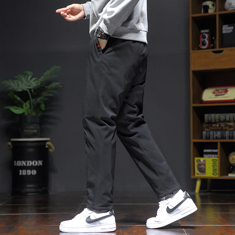 Muške zimske hlače s flis podstavom, debeli pamuk, ravni kroj, srednji pojas, otporne na vjetar