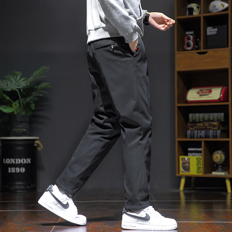 Muške zimske hlače s flis podstavom, debeli pamuk, ravni kroj, srednji pojas, otporne na vjetar