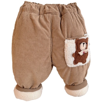 Dječje tople hlače, jednobojni uzorak, debeli, punilo od svile i pamuka, vanjski dio od umjetne kože, podstava od poliestera