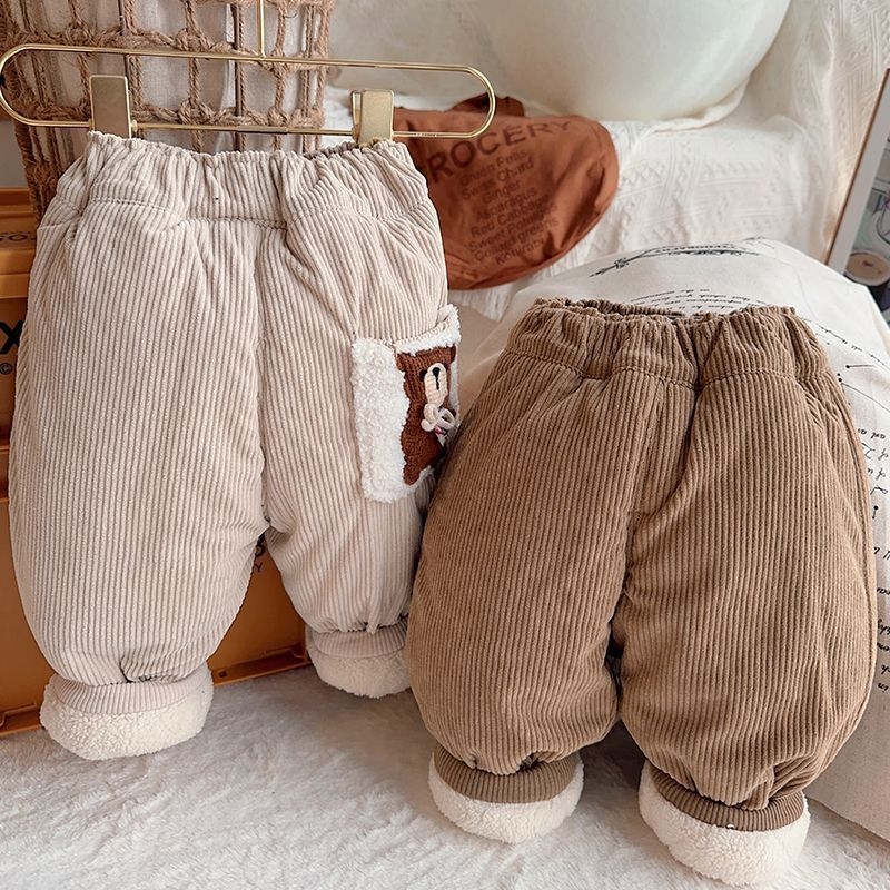 Dječje tople hlače, jednobojni uzorak, debeli, punilo od svile i pamuka, vanjski dio od umjetne kože, podstava od poliestera