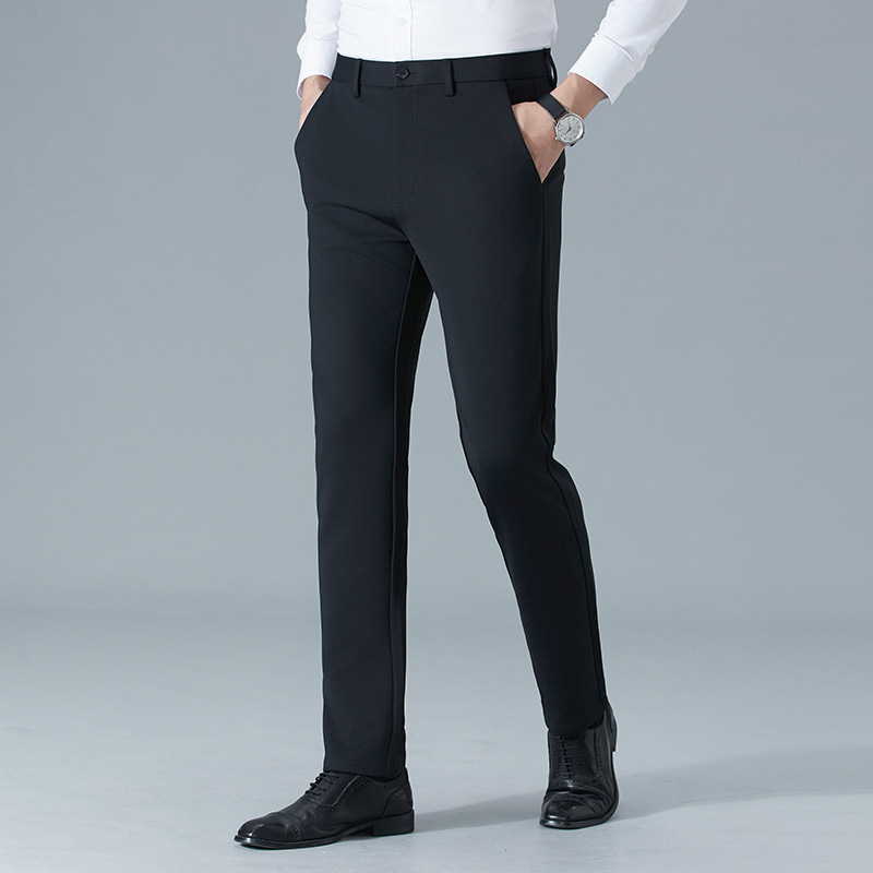 Επαγγελματικά ίσια παντελόνια για business casual, χωρίς σιδέρωμα, ανθεκτικά στις ζάρες, υψηλή ελαστικότητα, μεσαία μέση, φερμουάρ, πολλαπλές τσέπες