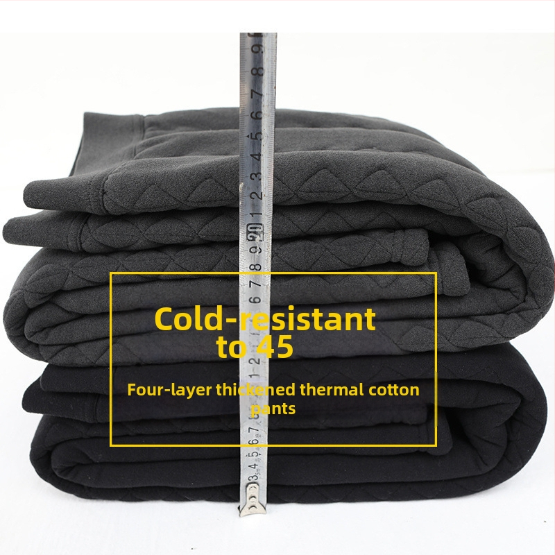 Мъжки термални панталони с подплата от флис, трислойна основа, висока талия, слим-фит