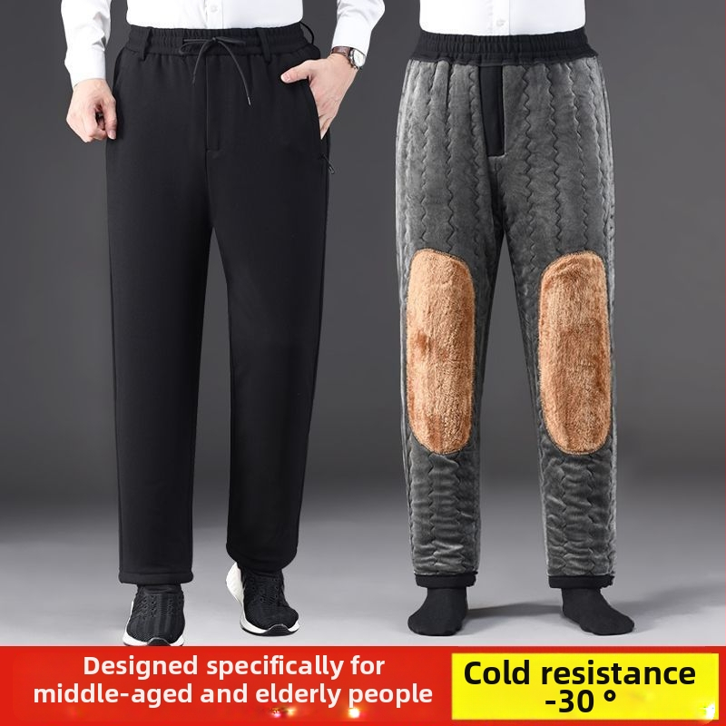Pánske zimné nohavice s flísovou podšívkou a výplňou zo silk-pamäťovej zmesi, rovný strih