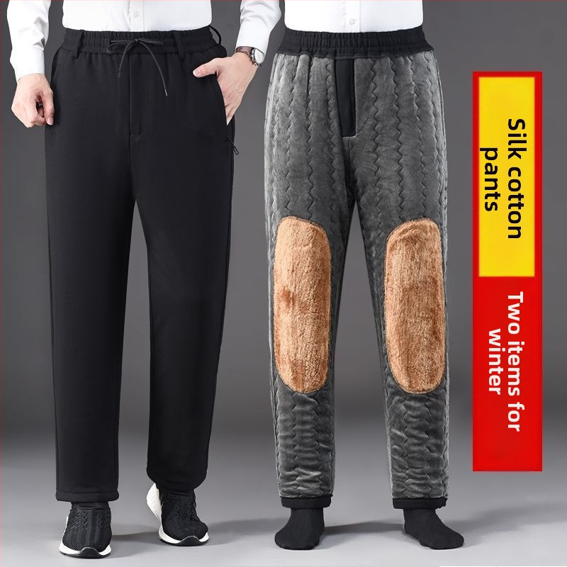 Pánske zimné nohavice s flísovou podšívkou a výplňou zo silk-pamäťovej zmesi, rovný strih