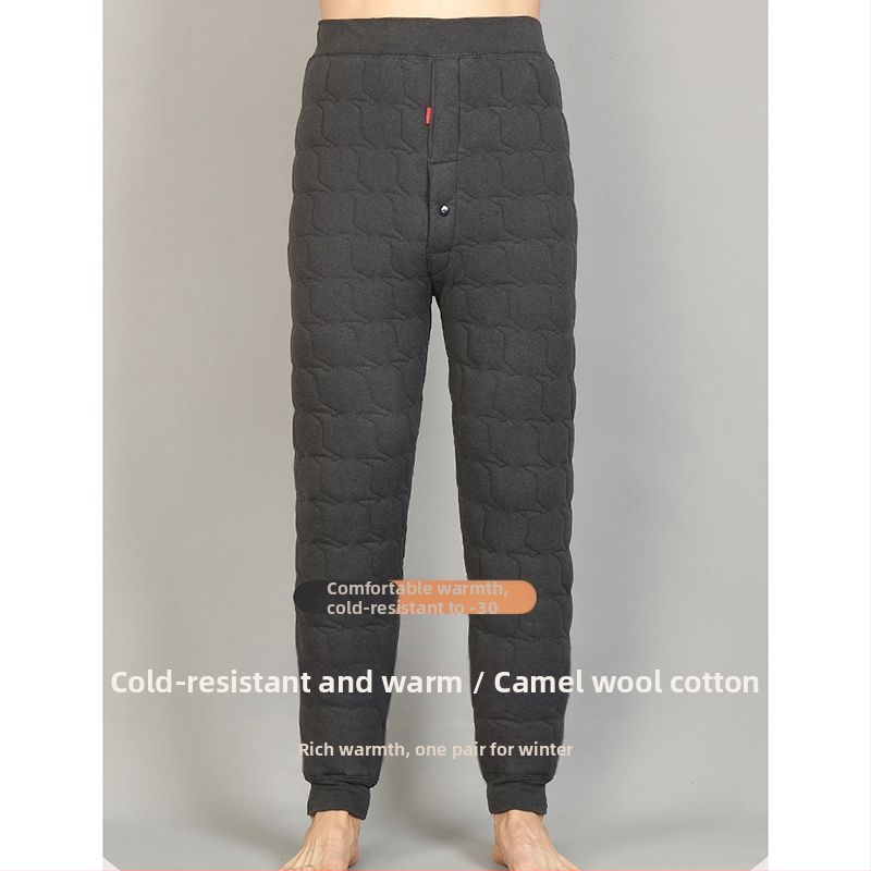 Vyrinės žieminės termo kelnės su avies pūkų pamušalu, savarankiškai šildančios, aukštas juosmuo, tiesus kirpimas, storesnis pamušalas