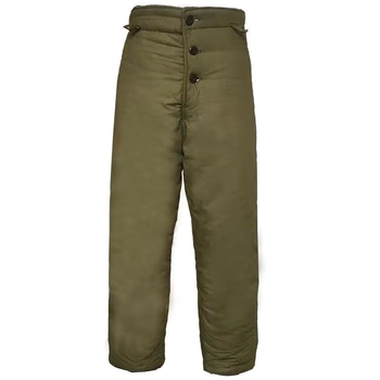 Sirge lõikega püksid puuvillase täidisega, peamine materjal – kunstnahk, keskmine vöökoht, talveks