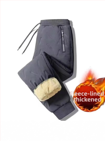 Vyrinės medvilninės kelnės su fliso pamušalu, storos, laisvas kirpimas, juosmuo vidutinio pločio, žiemai