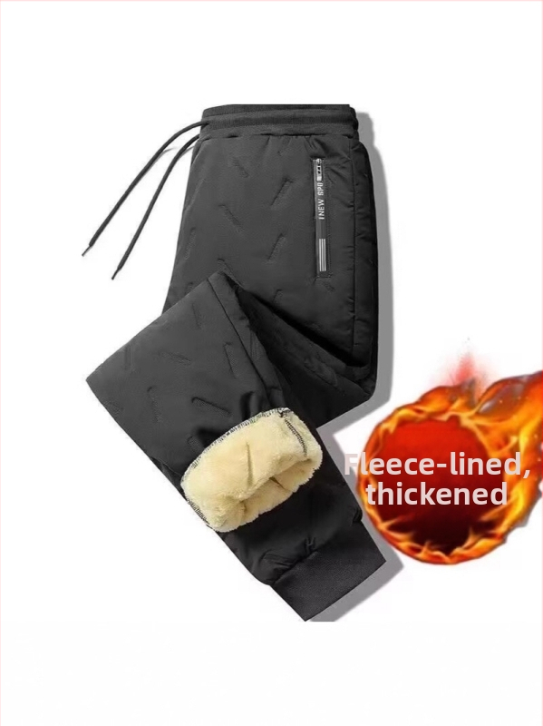 Vyrinės medvilninės kelnės su fliso pamušalu, storos, laisvas kirpimas, juosmuo vidutinio pločio, žiemai