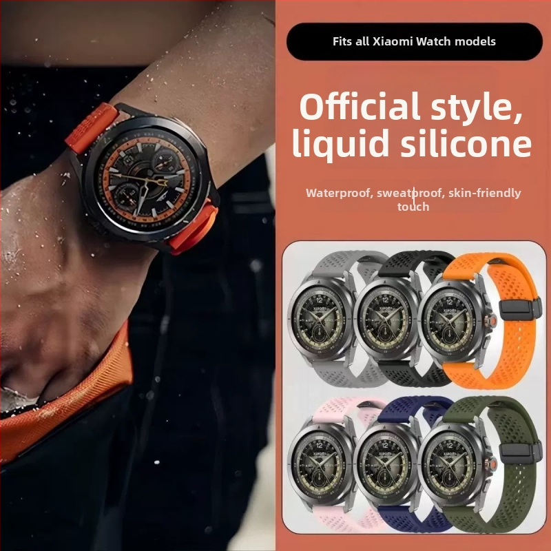 Silikónový náramok pre Xiaomi Watch S4 Sport s magnetickým zapínaním, priedušné otvory, skladací, šírka 22 mm