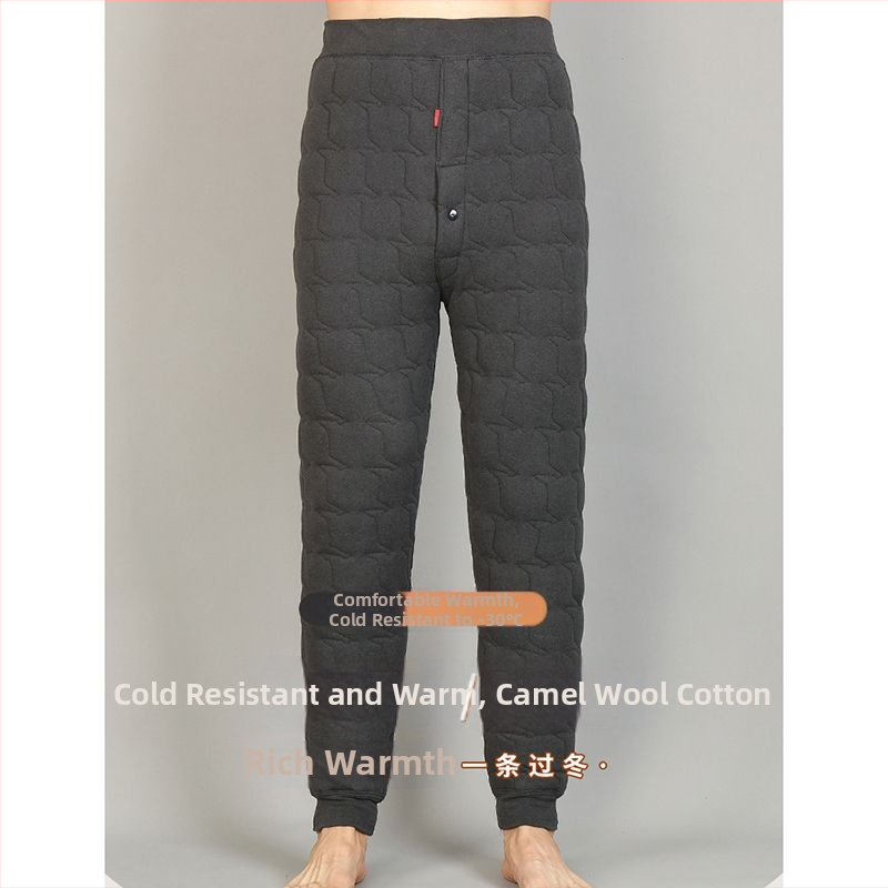 Vyriniai žieminiai terminiai kelniai su avies pūko įdėklu, aukštos juosmens, storos ir priglundančios