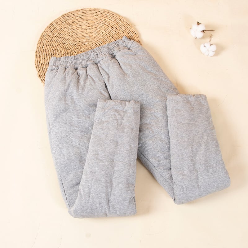 Мъжки зимни памучни панталони с висока талия — прав силует, едноцветни, дебели, подплатени 100% памук, 95% памук 5% еластан