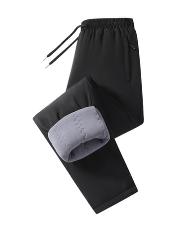 Зимни панталони с дебела поларена подплата, права кройка, средна талия, основен плат 100% полиестер, пълнител полиестер