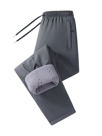 Зимни панталони с дебела поларена подплата, права кройка, средна талия, основен плат 100% полиестер, пълнител полиестер