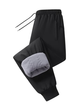 Зимни панталони с дебела поларена подплата, права кройка, средна талия, основен плат 100% полиестер, пълнител полиестер