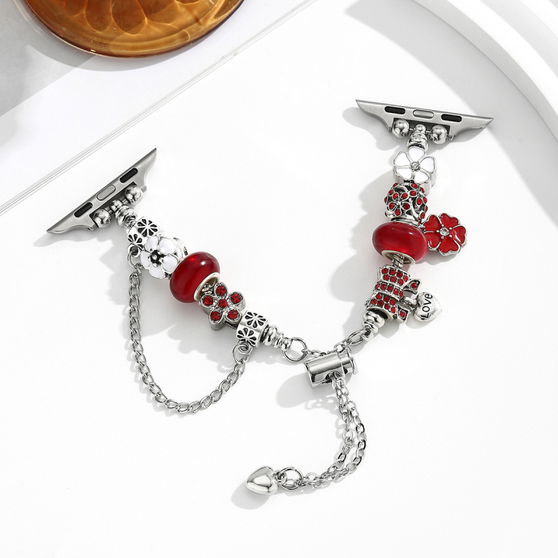 Apple Watch dirželis — Ada lydinio dirželis, Pandora stiliaus karoliukų apyrankė, originalus dizainas, Žiema 2025