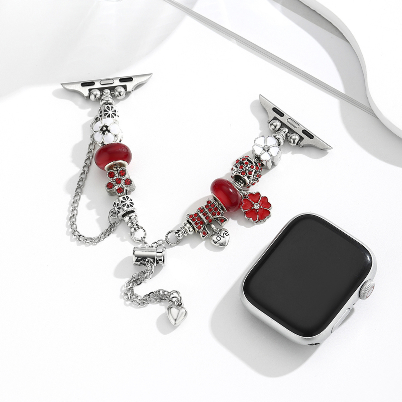 Apple Watch dirželis — Ada lydinio dirželis, Pandora stiliaus karoliukų apyrankė, originalus dizainas, Žiema 2025