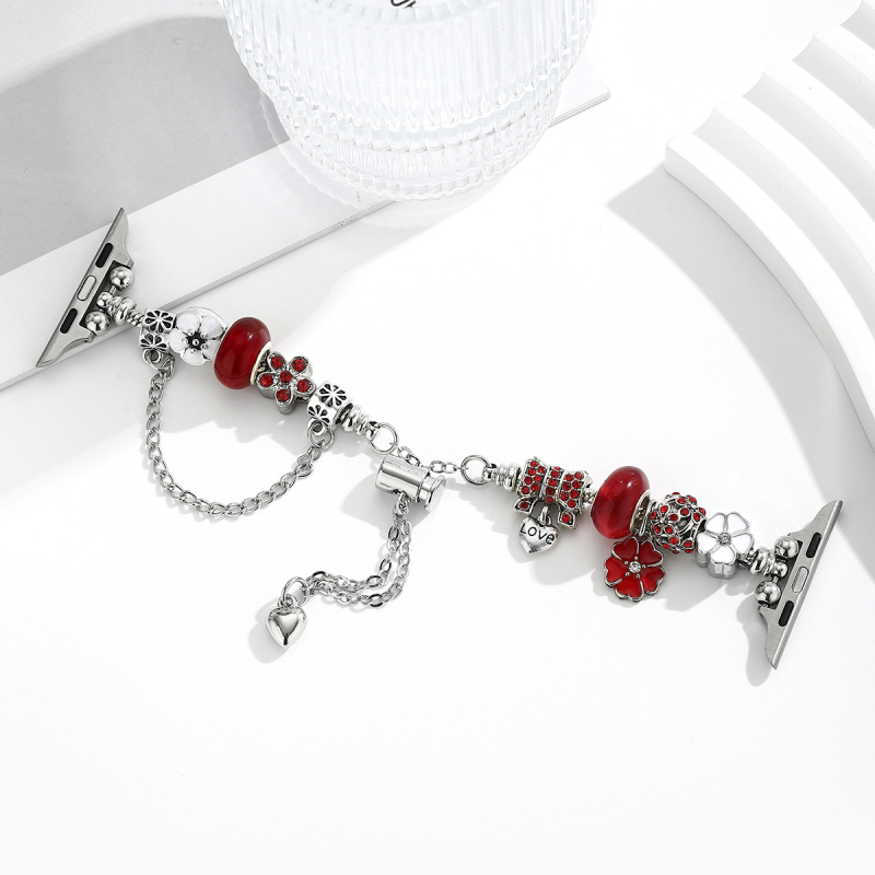 Apple Watch dirželis — Ada lydinio dirželis, Pandora stiliaus karoliukų apyrankė, originalus dizainas, Žiema 2025