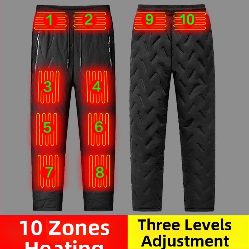 Deset-zonske inteligentne grijane hlače s flis podstavom za zimu, srednji pojas, poliester tkanina, punilo svila-pamuk