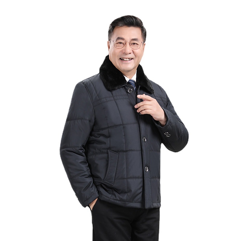 Vyriškas išorinis švarkas su ilgomis rankovėmis, vieno įrišimo užsegimas, tankus poliesterio audinys (100% poliesteris).