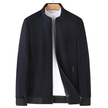 Overlord Han Ανδρικό βαρύ μάλλινο εξωτερικό μπουφάν με 30% κασμίρι, στάντ γιακά, μακριά μανίκια, άνετη γραμμή