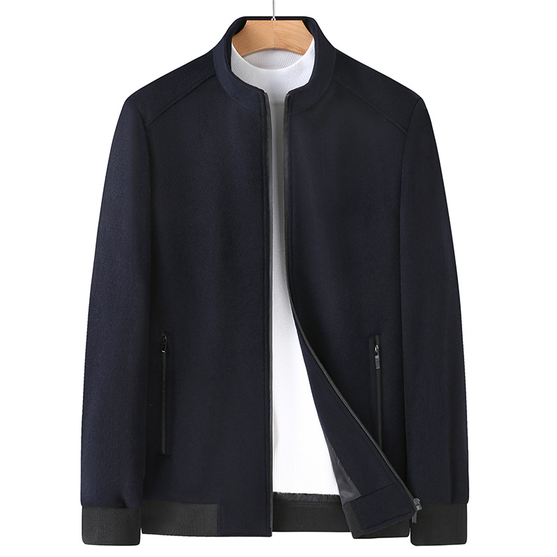 Overlord Han Ανδρικό βαρύ μάλλινο εξωτερικό μπουφάν με 30% κασμίρι, στάντ γιακά, μακριά μανίκια, άνετη γραμμή