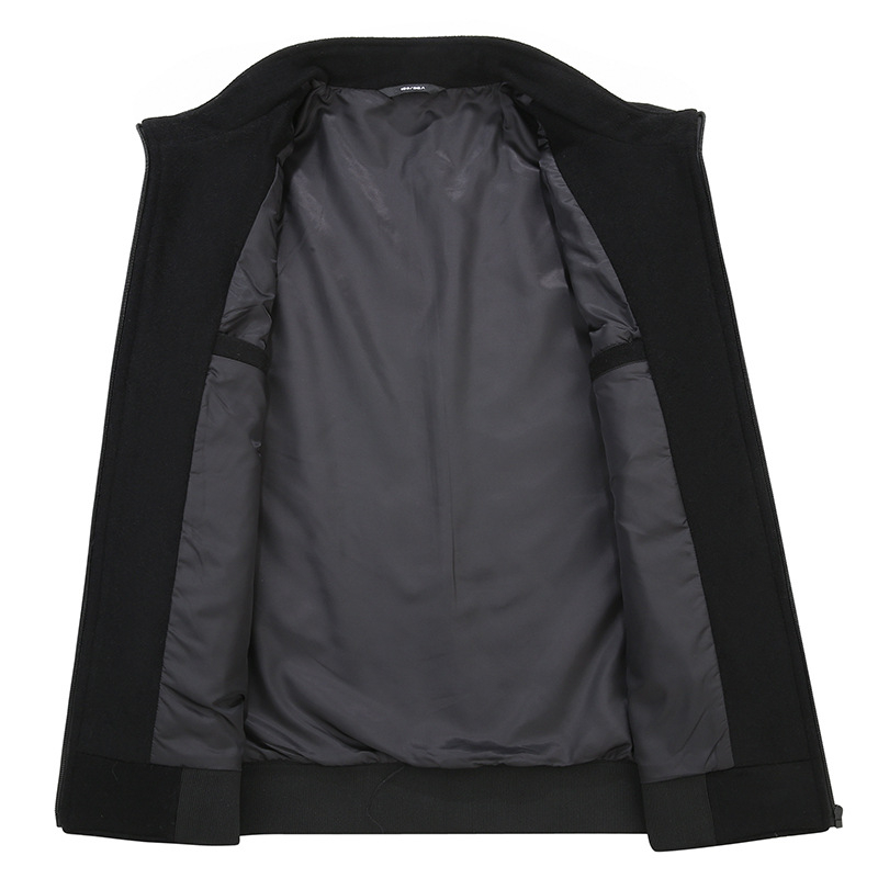 Overlord Han Ανδρικό βαρύ μάλλινο εξωτερικό μπουφάν με 30% κασμίρι, στάντ γιακά, μακριά μανίκια, άνετη γραμμή