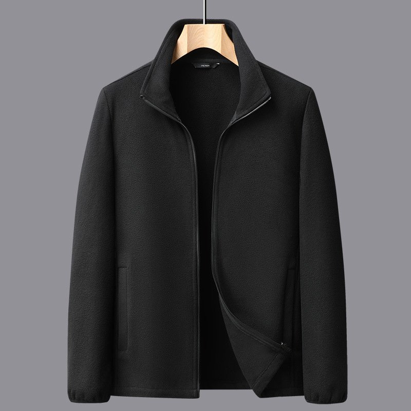 Ανδρικό φλις με επένδυση πολυεστερική, μακρυμάνικο, γιακάς με πέτο, φθινοπωρινό εξωτερικό, φερμουάρ, πλαϊνές τσέπες