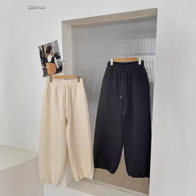 Jesen-zima korejski stil, casual hlače s podstavljem, široke, visokim strukom, jednobojne, za žene 2727