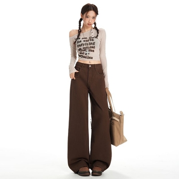 Sieviešu kokvilnas džinsi ar augstu jostu, taisna kāja, ikdienas stils