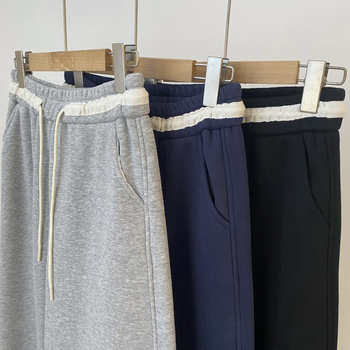 Kényelmes egyenes szabású nadrág, magas derék, pamutkeverék 30–50%, mikroelasztikusság, téli 2025, japán-koreai lazább stílus