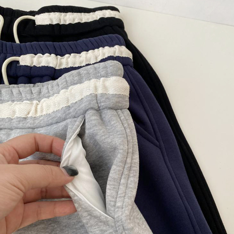 Kényelmes egyenes szabású nadrág, magas derék, pamutkeverék 30–50%, mikroelasztikusság, téli 2025, japán-koreai lazább stílus