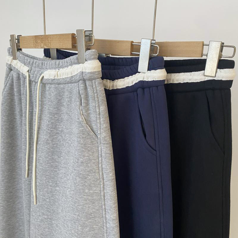 Kényelmes egyenes szabású nadrág, magas derék, pamutkeverék 30–50%, mikroelasztikusság, téli 2025, japán-koreai lazább stílus