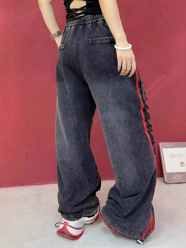 Damske casual hlače ravnog kroja, elastičan pojas, 90–95% pamuka, gradski stil s kolaznim panelima