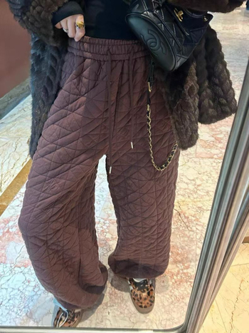 Naiste quilted soojad sportpüksid, laia lõikega, talvise Korea stiilis vabaajarõivaste püksid, polüesterkangas nailonitäidisega (70-80%)