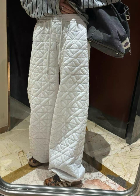 Naiste quilted soojad sportpüksid, laia lõikega, talvise Korea stiilis vabaajarõivaste püksid, polüesterkangas nailonitäidisega (70-80%)