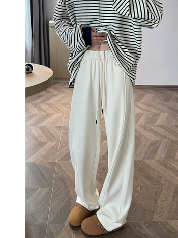 Ženske hlače od kašmira s podstavom, debele, visokim strukom, uski kroj, banana kroj, široke nogavice, ravni kroj, za žene