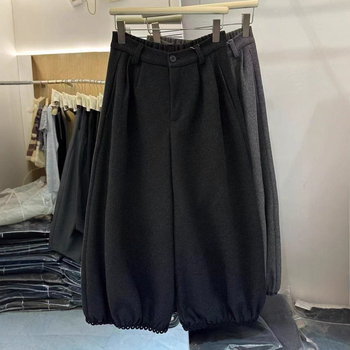 Casual pamučne hlače za žene, visokim strukom, slobodan kroj, dužina 9/10, mikroelastičnost