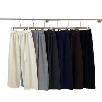 Ženske casual hlače od pamuka s ravnim krojem, visokim strukom, debeli materijal, podstavljene, japansko-korejski casual stil