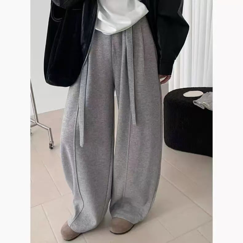 Ženske casual hlače od pamuka s ravnim krojem, visokim strukom, debeli materijal, podstavljene, japansko-korejski casual stil
