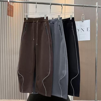 Ženske casual hlače s flis podstavom, debele, ravnog kroja, s vezanjem