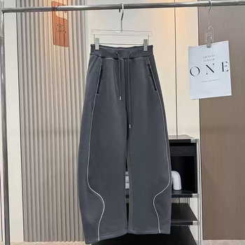 Ženske casual hlače s flis podstavom, debele, ravnog kroja, s vezanjem