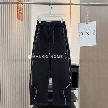 Ženske casual hlače s flis podstavom, debele, ravnog kroja, s vezanjem