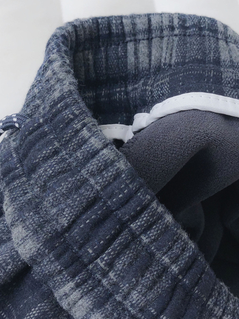 Ženske hlače s flis podstavom, karirani uzorak, široke nogavice, visok pojas, debele