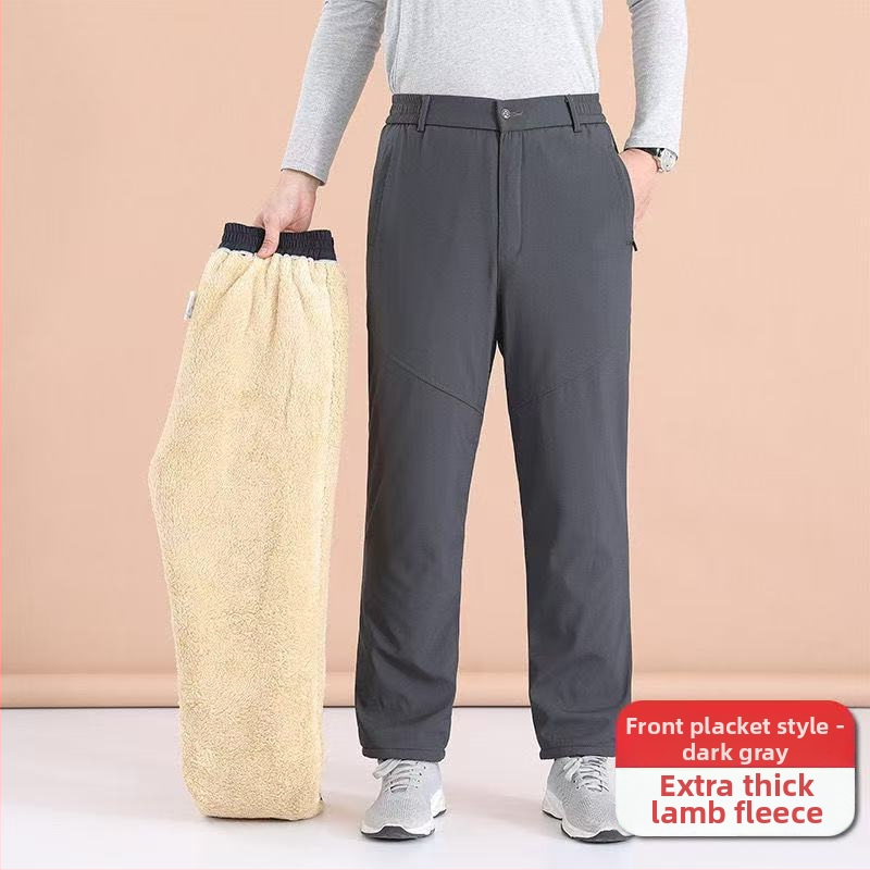 Žieminės vyriškos kelnes su aukštu juosmeniu, tiesus kirpimas, užpildas iš šilko-pamuko, poliesterio pamušalas