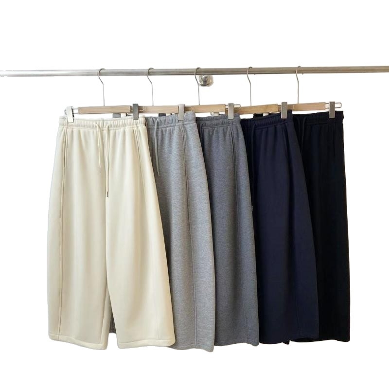 Ženske hlače s širokim krojem od pamuka, s fleece podlogom, elastični pojas i šnira