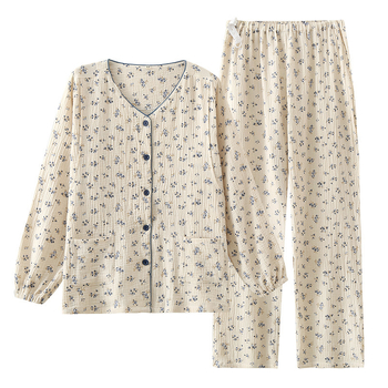 Пижами за майки с кърмене — 100% памук, двойно слой марля, скрит достъп за кърмене, дълги ръкави, панталони с пълна дължина