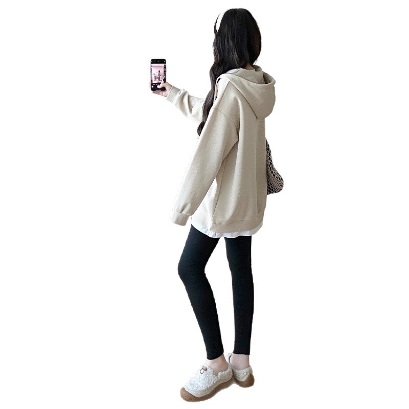 Trudnički hoodie pulover, širokog kroja, pamuk-poliester smjesa ≤30% poliester, dugi rukavi, okrugli izrez, srednja duljina