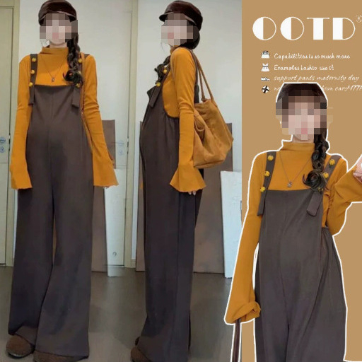 Бременски зимен плетен дву件ен комплект: базов топ с презрамки и подплатени гащеризони, отвор за кърмене, памук-полиестер (95% памук), дълги ръкави, едноцветен панталонен костюм, есен 2025