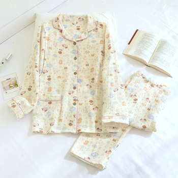 Pamučna pidžama za dojenje, s dugim rukavima, kardigan stil ovratnik, crtani štene print